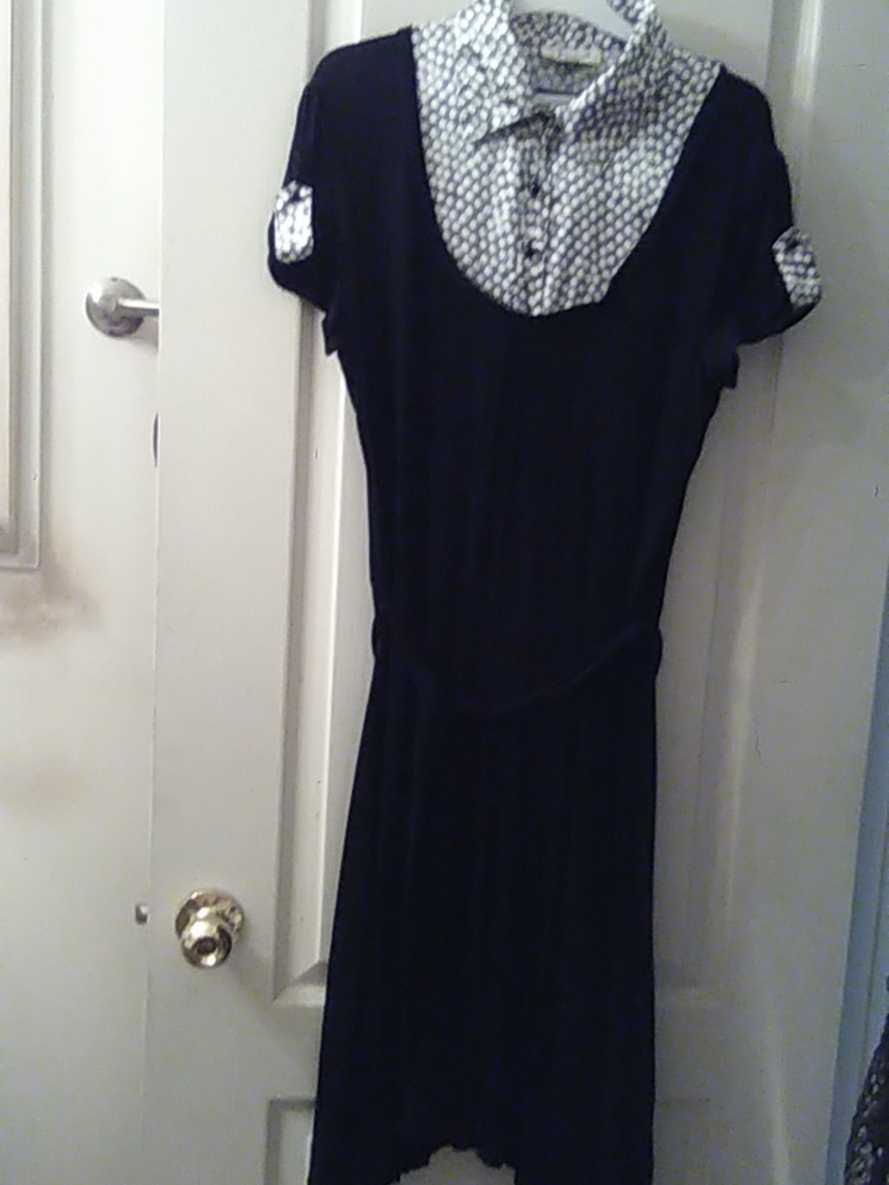 Jessica Black Mini Dress with White Patterned Collar